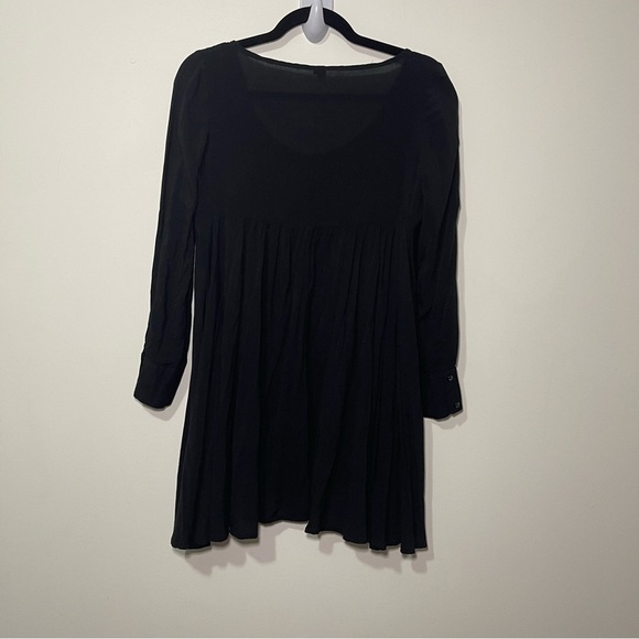 Farm rio Women's Black long sleeve deep crewneck babydoll casual shirt in size S - Picture 10 of 11